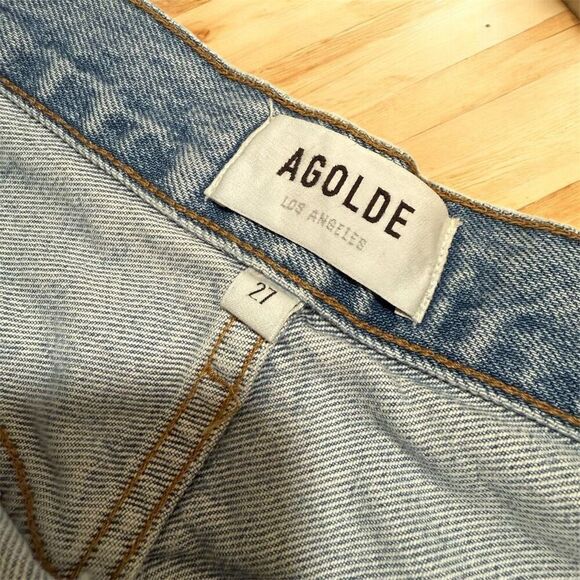 Agolde Mom Dad Jeans Light Wash Distressed High Waisted Straight 27” - Picture 4 of 12